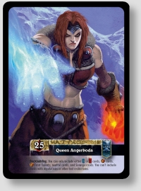 Queen Angerboda card from World of Warcraft TCG's Scourgewar Icecrown